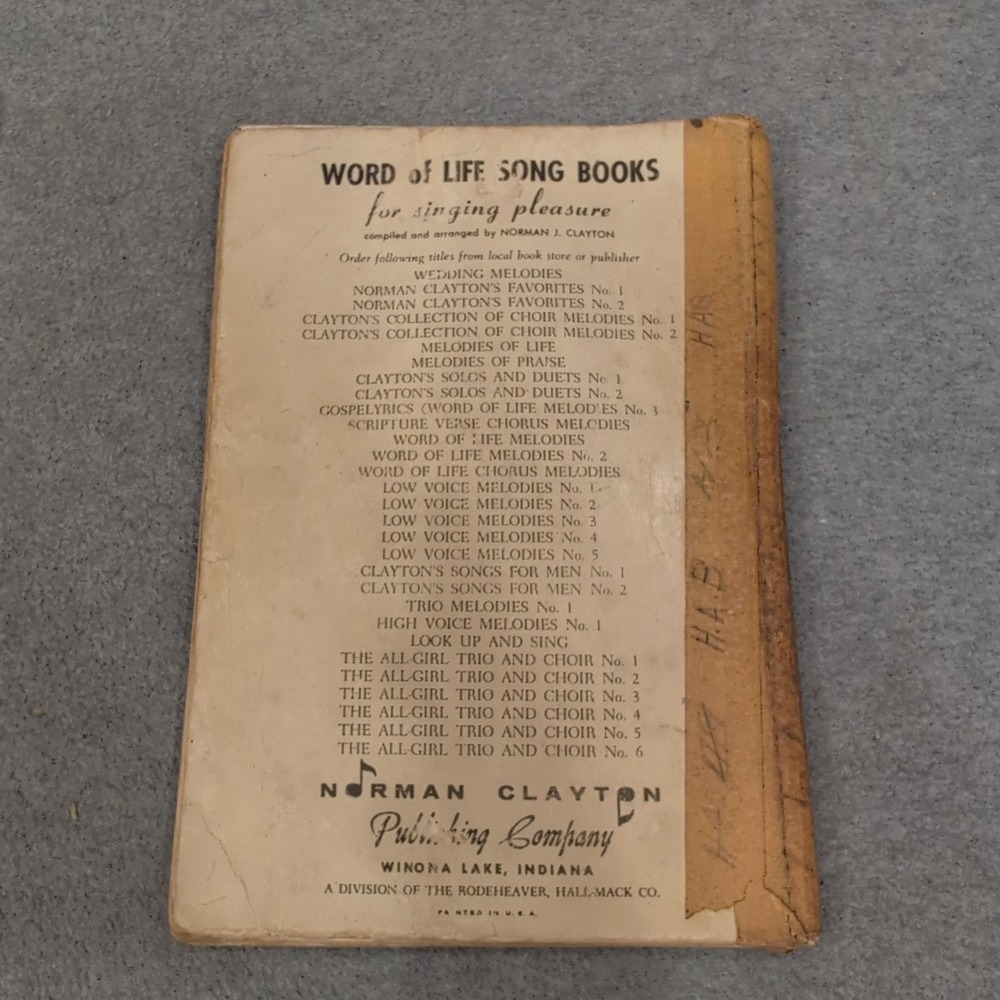 Vintage 1950 Clayton's Collection of Choir Melodies No. 1 Gospel Songbook Norman - Picture 4 of 4